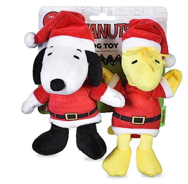 Holiday 2 piece set Peanuts Snoopy and Woodstock Plush Dog Toy Dressed