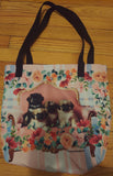 Family Portrait Tibetan Spaniel Dog Puppy Tote Bag, School Book Bag