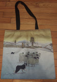 Border Collie Herding Sheep Puppy Tote Bag, School Book Bag