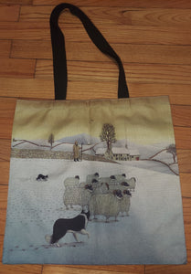 Border Collie Herding Sheep Puppy Tote Bag, School Book Bag