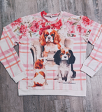 New Cavalier King Charles Puppy Dog Ladies CrewNeck Pullover Causal Shirt Blouse Top