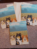 Herding Shetland Sheepdog Sheltie Blank Birthday Greeting Cards 3 Colors