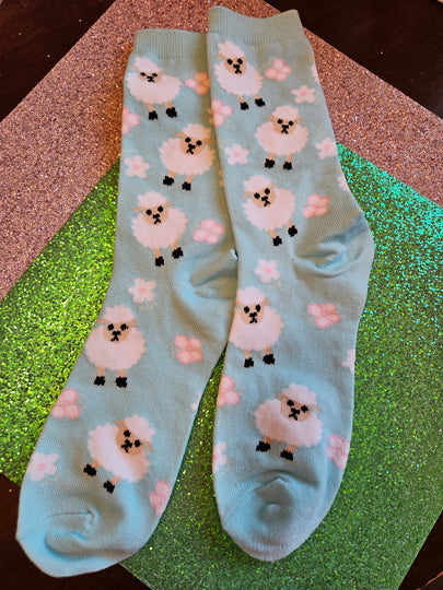 Spring Sheep Lamb Ewe Herding Ladies Socks