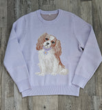New Cavalier King Charles Puppy Dog Purple Ladies Knit Sweater