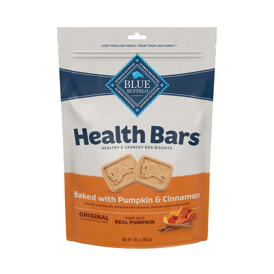 Blue Buffalo Health Bars For Dogs, 4 Flavors, Beef,  Apple Yogurt, Original Bacon, Egg & Cheese, Pumpkin & Cinnamon 16 Ounce Treats