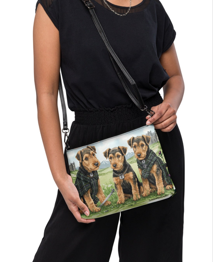Airedale Lakeland Welsh Terrier Dog Crossbody Purse Clutch Handbag 2 designs