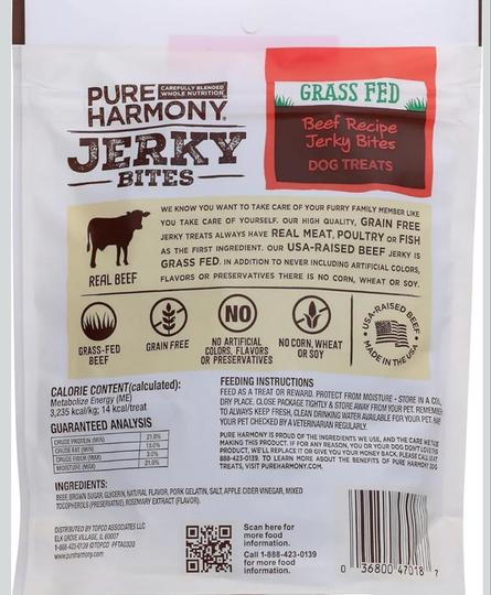 Topco Pure Harmony, Dog Food, Real Meat Premium Organic Recipe Unique Blend and Dog Jerky Treats 3 Flavors  USA made