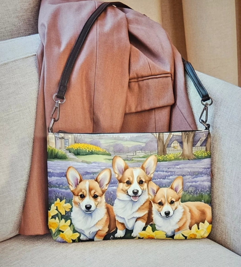 Ladies Pembroke Welsh Corgi Puppy Dog Crossbody Purse Clutch Handbag