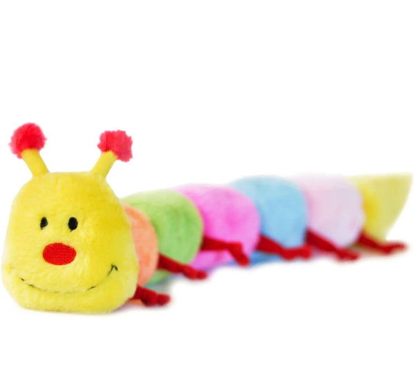 Colorful Caterpillar Dog Toy, Rainbow with Squeakers, Plush Pull Squeaker Toy 20 inches