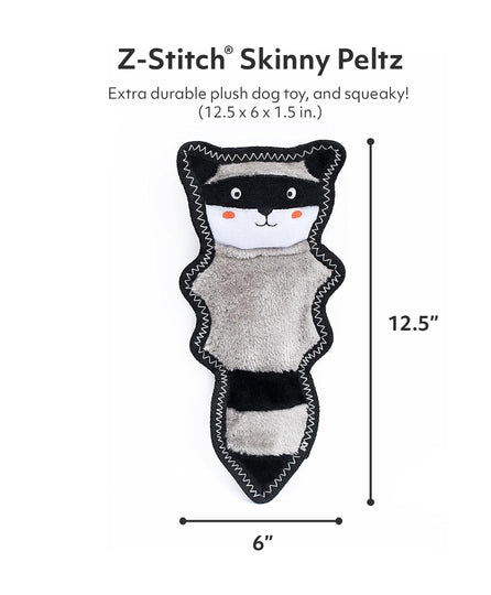 Skinny Stitch Peltz Raccoon Squeaker Dog Toy, No Stuffing,  Tough and Durable