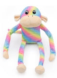 Spencer the Crinkle Monkey Large Rainbow with Squeaker Plush Squeaker Toy zippypaws