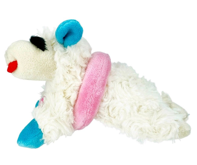 Summertime Lamb Chop with Pink Flamingo Pool Floatie Plush Squeaker Dog Toy 6 inch mini