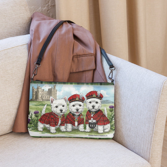 Ladies West Highland White Terrier Westie Dog Crossbody Purse Clutch Handbag 3 Designs Available