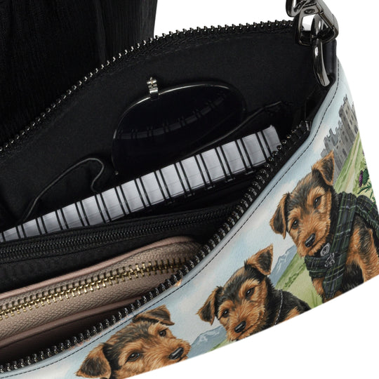Airedale Lakeland Welsh Terrier Dog Crossbody Purse Clutch Handbag 2 designs