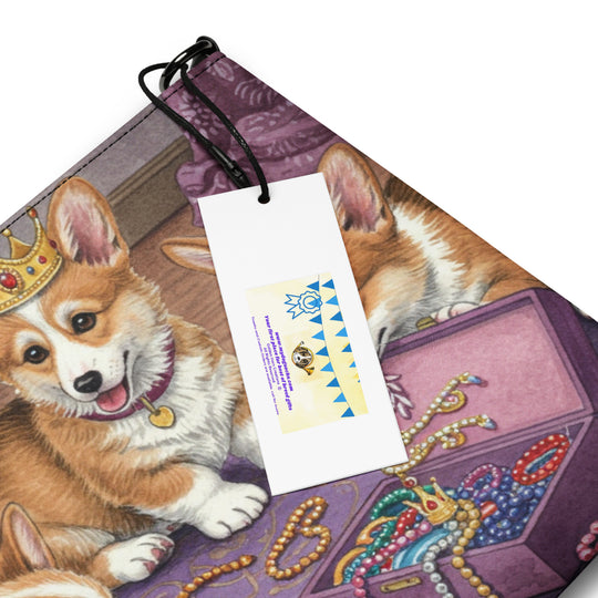 Ladies Pembroke Welsh Corgi Puppy Dog and Crown Jewels Crossbody Purse Clutch Handbag 2 Designs Available
