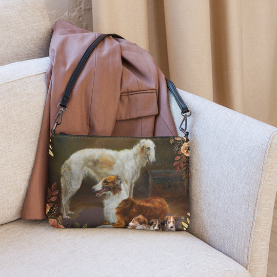 Borzoi Russian Wolfhound Dog Crossbody Purse Clutch Handbag 2 Designs Available