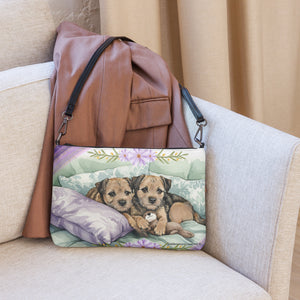 Border Terrier Dog and Otter Crossbody Purse Clutch Handbag