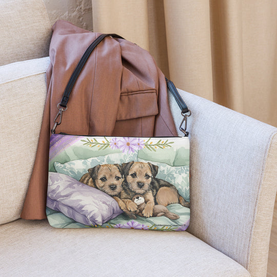 Border Terrier Dog and Otter Crossbody Purse Clutch Handbag