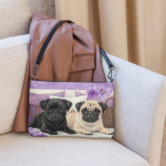 Pug Dog Crossbody Purse Clutch Handbag 2 Designs Available