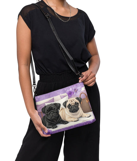 Pug Dog Crossbody Purse Clutch Handbag 2 Designs Available