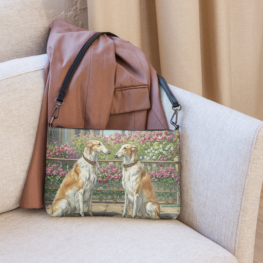 Borzoi Russian Wolfhound Dog Crossbody Purse Clutch Handbag 2 Designs Available