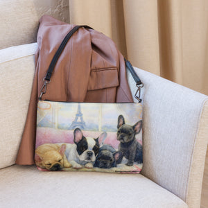French Bulldog Parisian Puppies Crossbody Purse Clutch Handbag