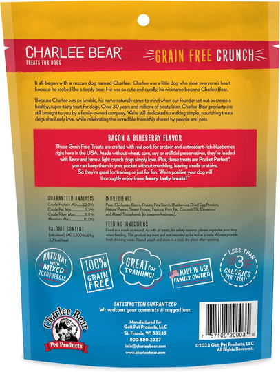 Charlee Bear — Grain Free Crunch, Beary Tasty Dog Treats! resealable 8 oz, 5 flavor options, Bacon & Blueberry, Beef & Cheese, Cheese & Egg, Peanut Butter & Banana, Turkey Sweet Potato & Cranberry