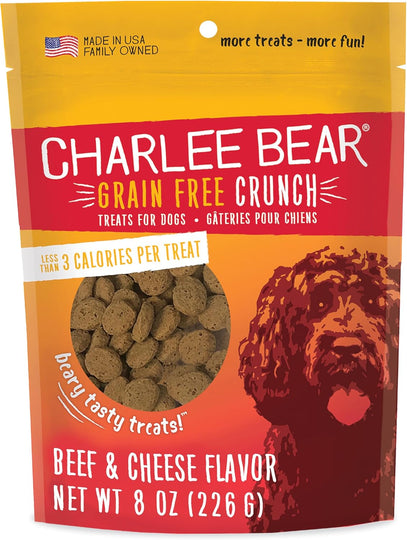Charlee Bear — Grain Free Crunch, Beary Tasty Dog Treats! resealable 8 oz, 5 flavor options, Bacon & Blueberry, Beef & Cheese, Cheese & Egg, Peanut Butter & Banana, Turkey Sweet Potato & Cranberry