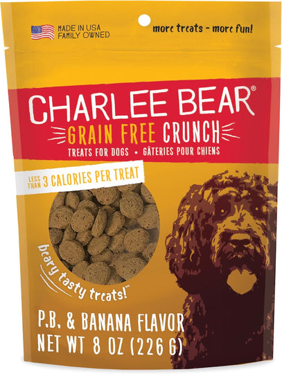 Charlee Bear — Grain Free Crunch, Beary Tasty Dog Treats! resealable 8 oz, 5 flavor options, Bacon & Blueberry, Beef & Cheese, Cheese & Egg, Peanut Butter & Banana, Turkey Sweet Potato & Cranberry