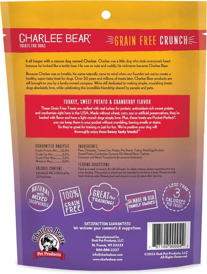 Charlee Bear — Grain Free Crunch, Beary Tasty Dog Treats! resealable 8 oz, 5 flavor options, Bacon & Blueberry, Beef & Cheese, Cheese & Egg, Peanut Butter & Banana, Turkey Sweet Potato & Cranberry