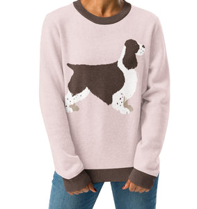 English Springer Spaniel Hunting Dog Ladies Pink Sweater Made to Order