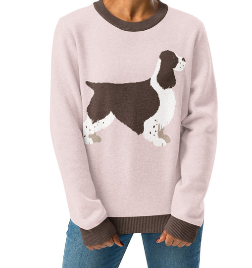English Springer Spaniel Hunting Dog Ladies Pink Sweater Made to Order