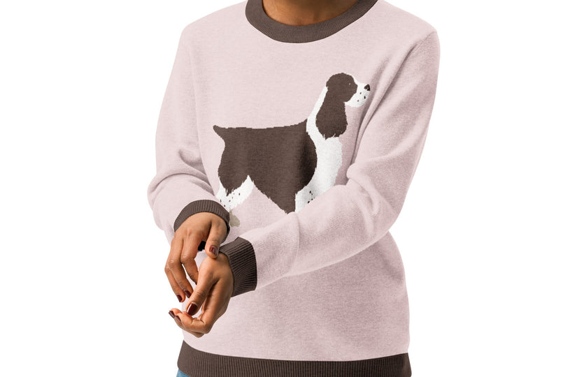 English Springer Spaniel Hunting Dog Ladies Pink Sweater Made to Order