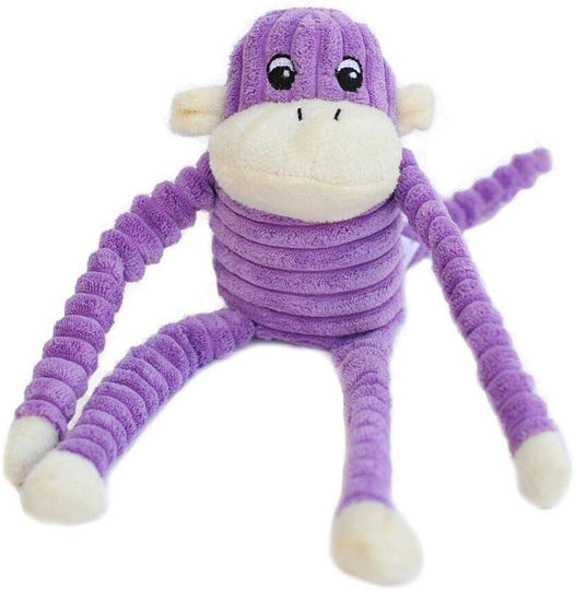 Spencer the Crinkle Monkey Large Rainbow with Squeaker Plush Squeaker Toy zippypaws or Purple small