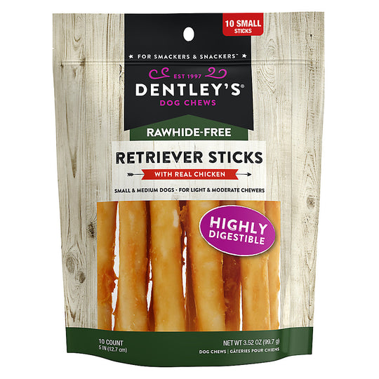 Dentley's Rawhide Free Chew Sticks Dog Puppy Treats Peanut Butter or C