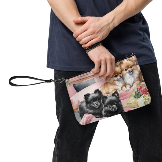 Ladies Pomeranian Puppy Dog Crossbody Purse Clutch Handbag