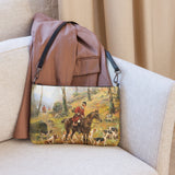 Ladies Fox Hunt Equestrian Horse Scene Foxhound Crossbody Purse Clutch Handbag