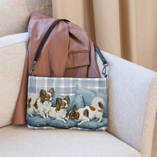 Ladies Papillon Puppy Dog Crossbody Purse Clutch Handbag