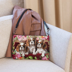 Ladies Cavalier King Charles Spaniel Puppy Dog Crossbody Purse Clutch Handbag