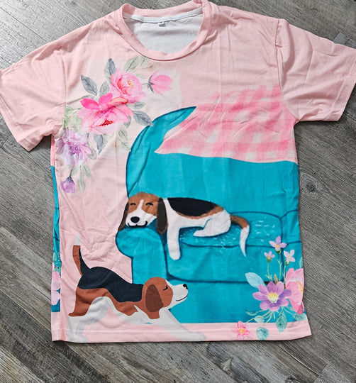 Naptime Beagle Puppy Dog Ladies T-shirt Blouse