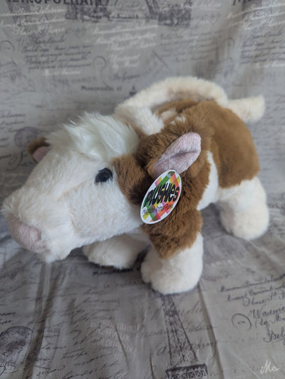 Brown Cow Guernsey Cattle Farm Animal Plush Handbag Purse Zippered Top Children Toy