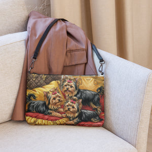 Yorkshire Terrier Yorkie Crossbody Purse – Vegan Leather Clutch Handbag with Adjustable Strap Dog Lover Gift for Women