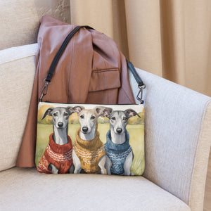 Ladies Whippet Greyhound Puppy Dog Crossbody Purse Clutch Handbag