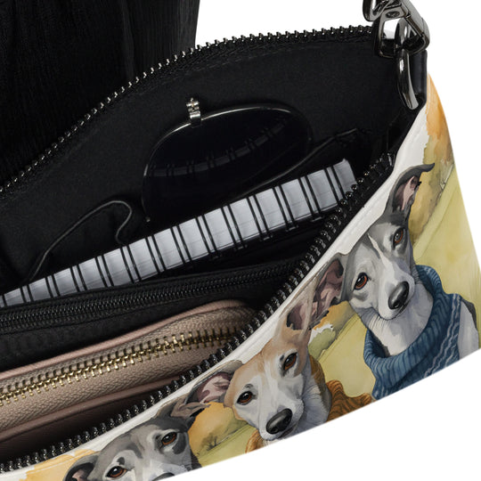 Ladies Whippet Greyhound Puppy Dog Crossbody Purse Clutch Handbag