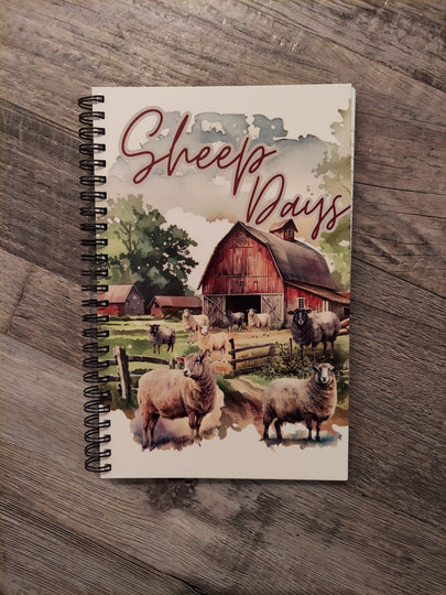 Sheep Lamb Ewe Herding Farm Scene Blank Notebook Journal Planner Book Diary