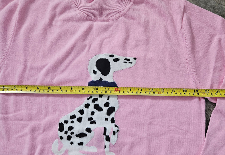 Pretty in Pink Dalmatian Puppy Dog Ladies Sweater