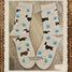Ladies English Springer Spaniel Puppy Dog Blue Pawprint Beige Socks