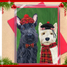Scottish Terrier and West Highland White Terrier Dog Christmas Holiday Greeting Cards