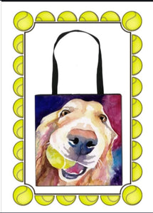 Tennis, Any One?  Golden Retriever Dog Tote Bag, School Book Bag