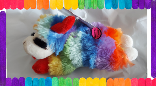 Rainbow Pride Lamb Chop Plush Squeaker Dog Toy 6 inch mini